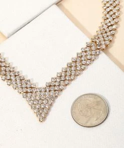 Vendor-unknown Austin Pave Rhinestone Chain Triangle Necklace