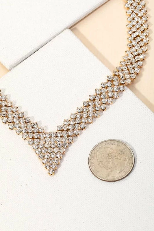 Vendor-unknown Austin Pave Rhinestone Chain Triangle Necklace
