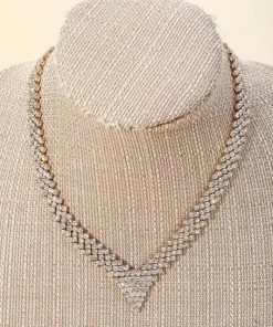 Vendor-unknown Austin Pave Rhinestone Chain Triangle Necklace
