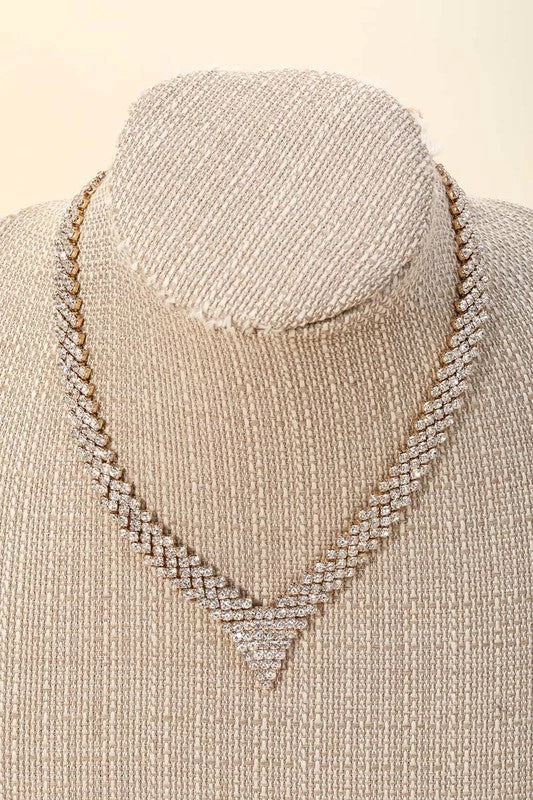 Vendor-unknown Austin Pave Rhinestone Chain Triangle Necklace