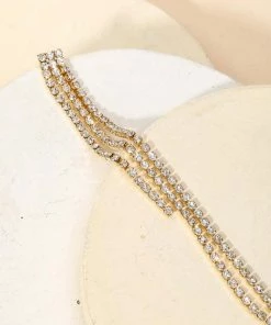 Vendor-unknown JUST IN Mindy Triple Strand Rhinestone Fringe Dangle Earrings