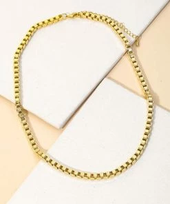 Vendor-unknown ACCESSORIES Mika Square Box Chain Necklace