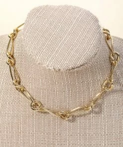Vendor-unknown ACCESSORIES Viviana Oval Chain Link Twist Necklace