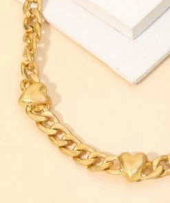 Vendor-unknown JUST IN Nikka Gold Triple Heart Charm Chain Necklace