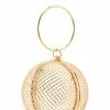Vendor-unknown Disco Gold Mesh Round Rhinestone Clutch Bag