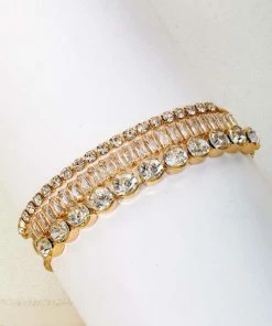 Vendor-unknown Burna Gold Adjustable Rhinestone Chain Bracelet Set JUST IN