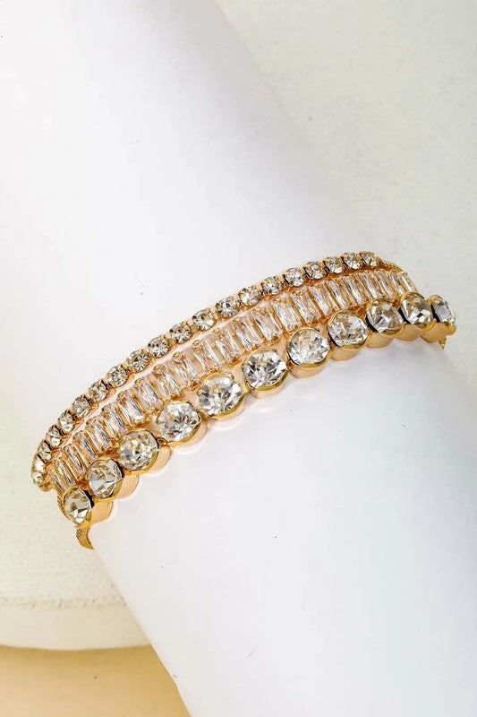 Vendor-unknown Burna Gold Adjustable Rhinestone Chain Bracelet Set JUST IN