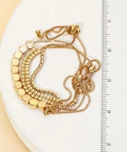 Vendor-unknown Burna Gold Adjustable Rhinestone Chain Bracelet Set JUST IN