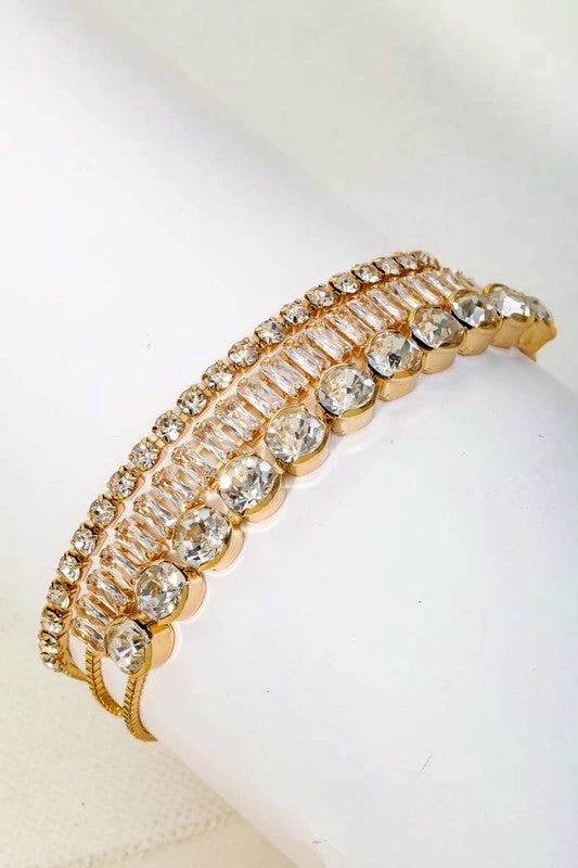 Vendor-unknown Burna Gold Adjustable Rhinestone Chain Bracelet Set JUST IN