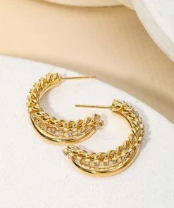 Vendor-unknown ACCESSORIES Karma Layered Rope Chain Twist Hoop Earrings