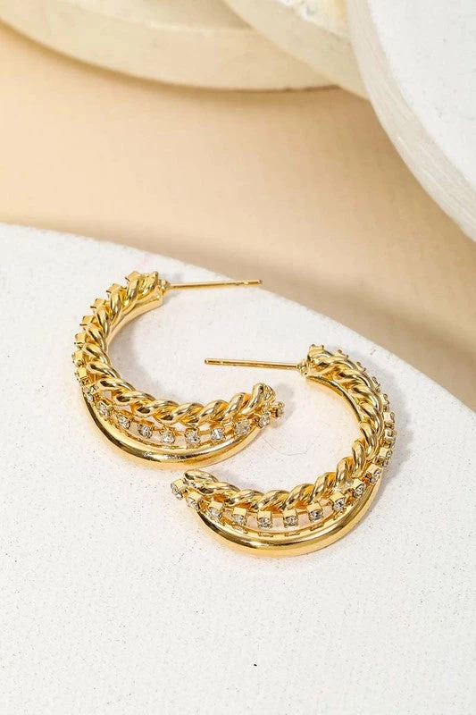 Vendor-unknown ACCESSORIES Karma Layered Rope Chain Twist Hoop Earrings