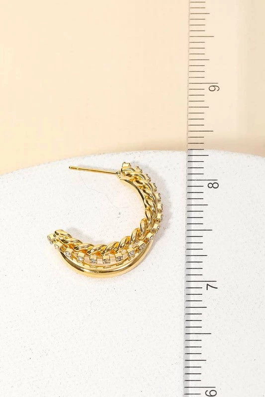 Vendor-unknown ACCESSORIES Karma Layered Rope Chain Twist Hoop Earrings