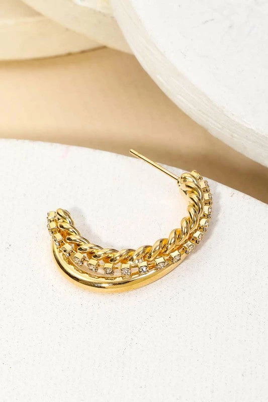 Vendor-unknown ACCESSORIES Karma Layered Rope Chain Twist Hoop Earrings