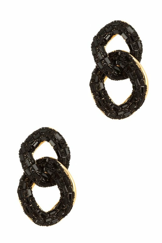 Vendor-unknown Catherine Black Textured Twist Linked Earrings JUST IN