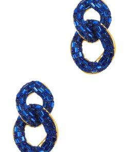 Vendor-unknown Catherine Sapphire Blue Textured Twist Linked Earrings