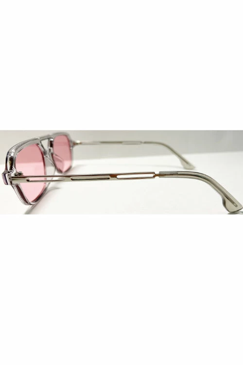 Vendor-unknown JUST IN Indiya Pink Lens Retro Aviator Sunglasses