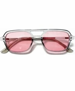Vendor-unknown JUST IN Indiya Pink Lens Retro Aviator Sunglasses