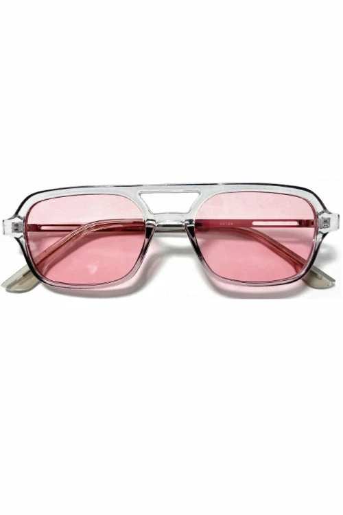 Vendor-unknown JUST IN Indiya Pink Lens Retro Aviator Sunglasses