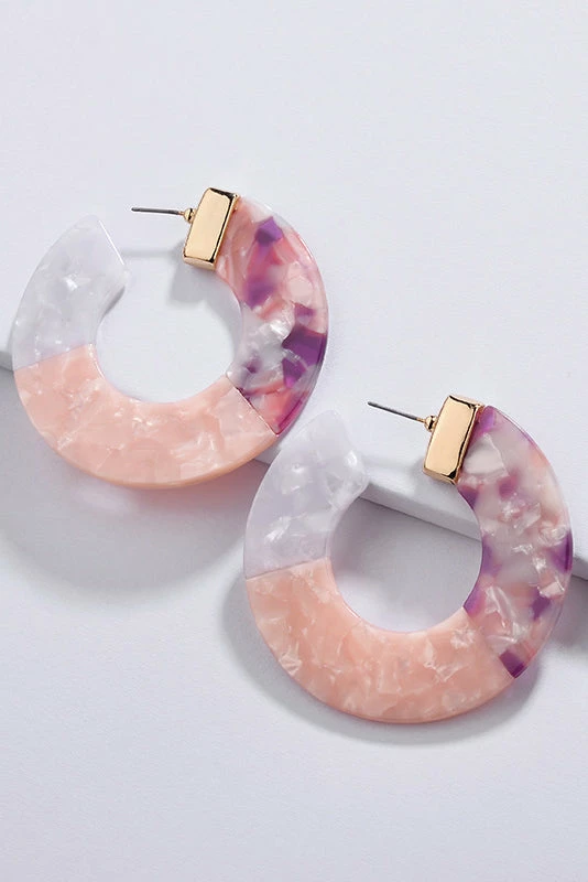 Vendor-unknown Meredith Multi Color Acrylic C Shape Hoop Earrings ACCESSORIES