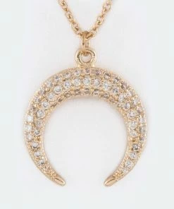 Vendor-unknown Kira Golden Crystal Reverse Horn Necklace JUST IN