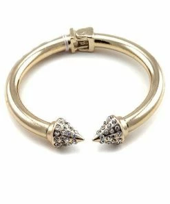 Vendor-unknown JUST IN Spikey Gold Hinge Cuff Bracelet W/ Spike Head & Crystals