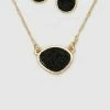 Vendor-unknown JUST IN Druzy Black Stone Earrings & Necklace Set