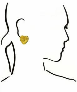 Vendor-unknown Cici Gold Heart Shaped Druzy Stud Earrings