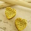 Vendor-unknown Cici Gold Heart Shaped Druzy Stud Earrings