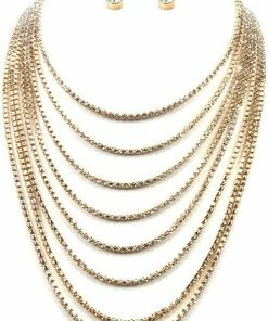 Vendor-unknown Lorra Golden Crystal Pavé 8 Strand Necklace