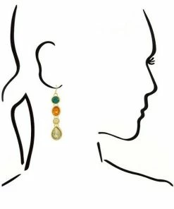 Vendor-unknown ACCESSORIES Kelis Multi Color Golden Dangle Earrings