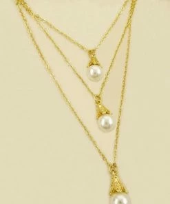 Vendor-unknown ACCESSORIES Kaya Golden Drop Pearl Layered Necklace
