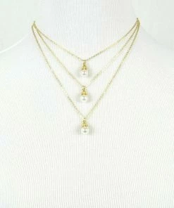 Vendor-unknown ACCESSORIES Kaya Golden Drop Pearl Layered Necklace