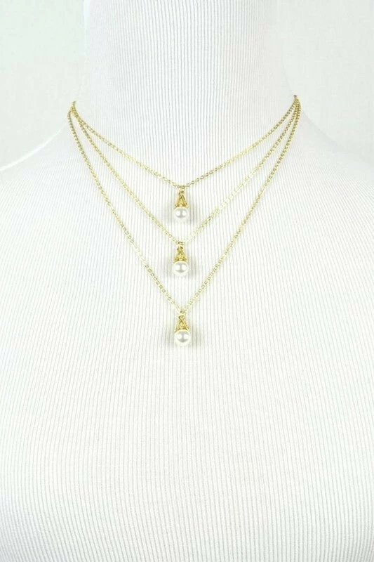 Vendor-unknown ACCESSORIES Kaya Golden Drop Pearl Layered Necklace
