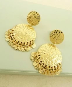 Vendor-unknown Hara Golden Fringe Dangle Hammered Earrings ACCESSORIES