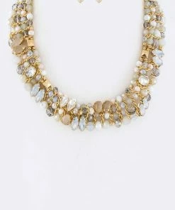 Vendor-unknown Ahn Golden Natural Beaded Statement Necklace ACCESSORIES