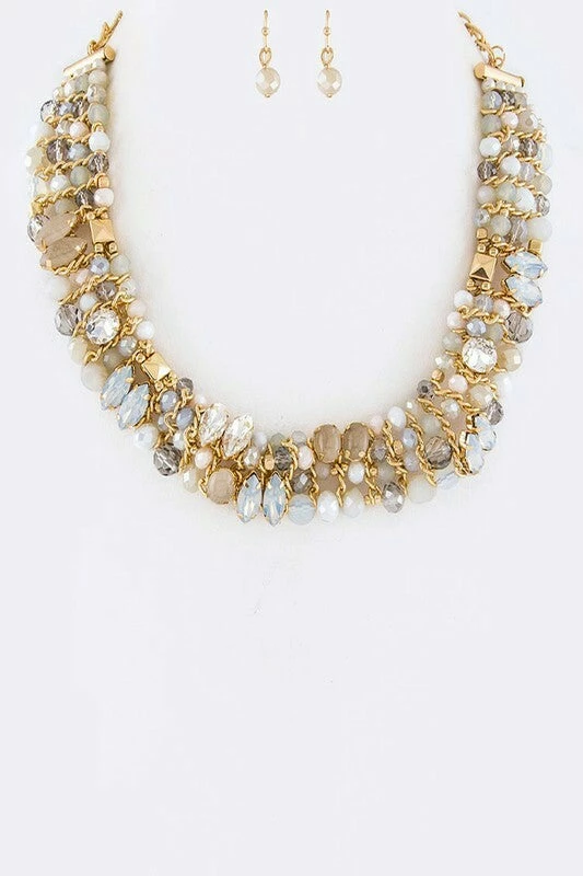 Vendor-unknown Ahn Golden Natural Beaded Statement Necklace ACCESSORIES