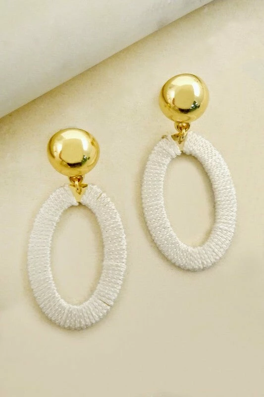 Vendor-unknown Treena White Golden Wrapped In Thread Dangle Earrings ACCESSORIES