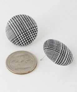 Vendor-unknown ACCESSORIES Candice Black & White Plaid Studs Earrings