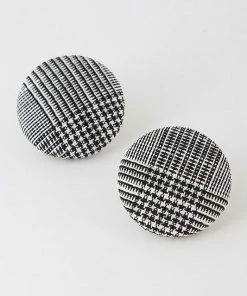 Vendor-unknown ACCESSORIES Candice Black & White Plaid Studs Earrings