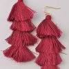 Vendor-unknown Sila Burgundy Red Long Tassel Earrings ACCESSORIES