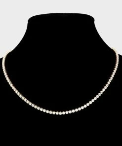 Vendor-unknown JUST IN Medona Gold Thin Rhinestone Necklace