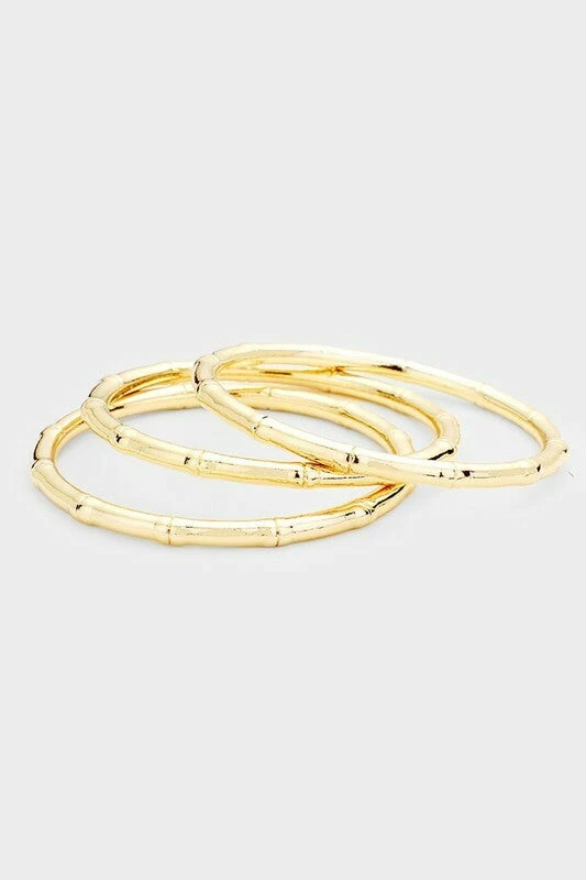 Vendor-unknown ACCESSORIES Elana Gold Multi Layered Textured Metal Bangles
