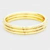 Vendor-unknown ACCESSORIES Elana Gold Multi Layered Textured Metal Bangles