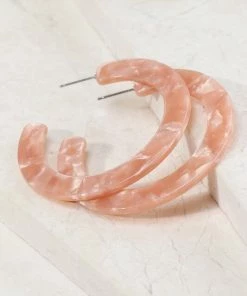 Vendor-unknown ACCESSORIES Fanya Peach Acetate Hoop Earring
