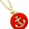 Vendor-unknown Gold And Red Anchor Charm Necklace