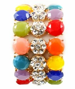 Vendor-unknown Chunky Gold Pave Bracelet With Multi-Color Stones