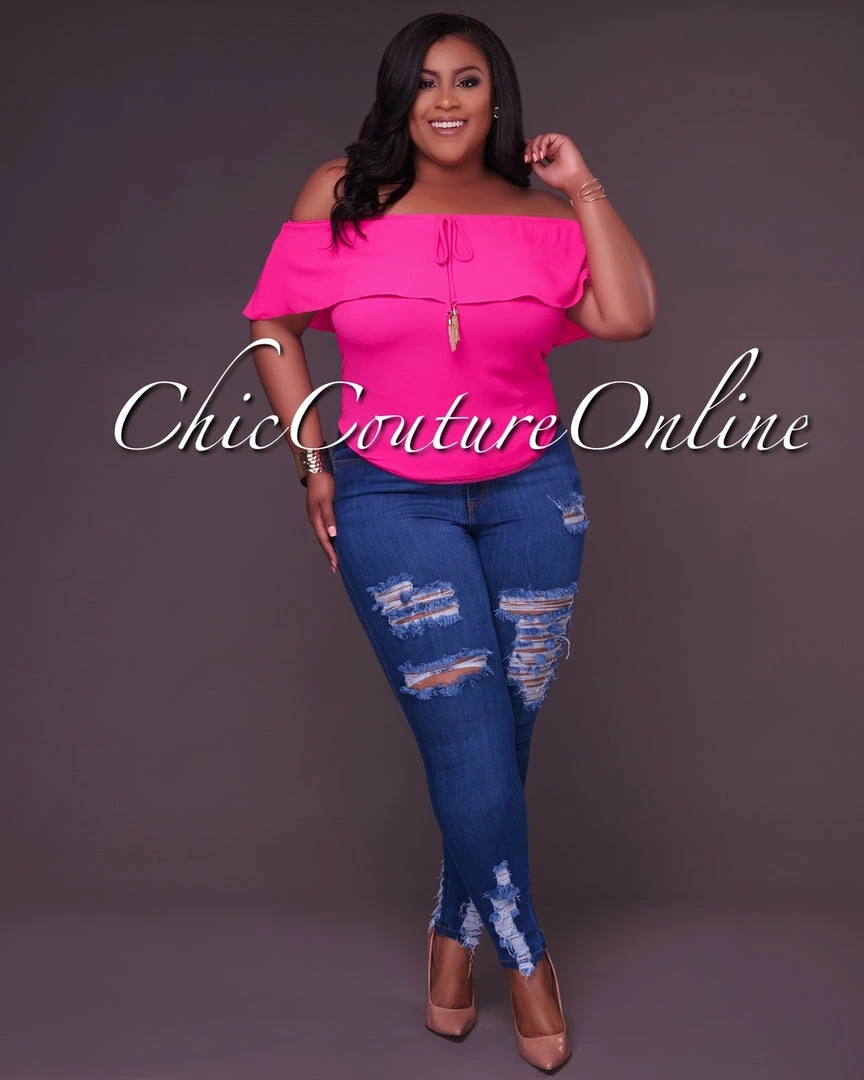 Vendor-unknown CURVY Evie Medium Denim Destroyed CURVACEOUS Denim Jeans