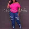 Vendor-unknown CURVY Evie Medium Denim Destroyed CURVACEOUS Denim Jeans