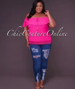 Vendor-unknown CURVY Evie Medium Denim Destroyed CURVACEOUS Denim Jeans