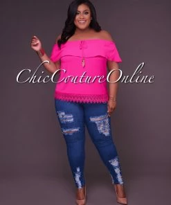 Vendor-unknown CURVY Evie Medium Denim Destroyed CURVACEOUS Denim Jeans